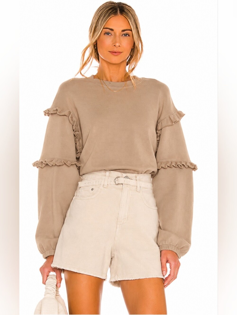 ❤️ REBECCA MINKOFF RUFFLE SLEEVE SWEATSHIRT, MEDIUM